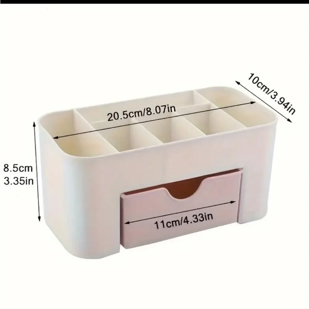 Makeup Organizer Cosmetic Storage Box Beige Pink Desk Vanity Organizer Drawer
